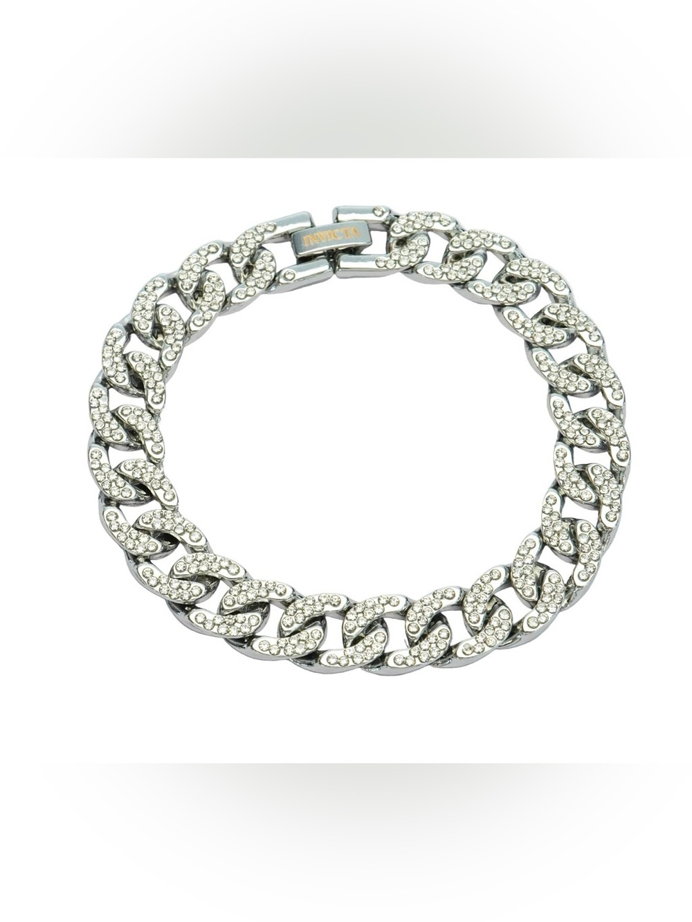 Invicta Elements Iced Out Cuban Chain Bracelet Silver